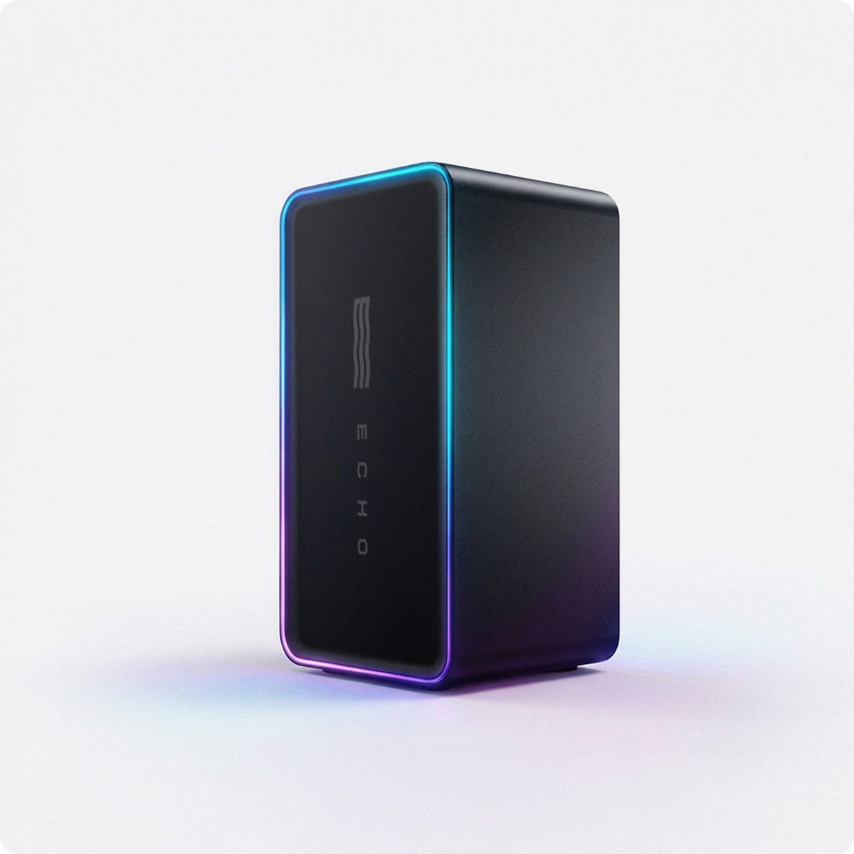 Sleek black ECHO One hydrogen water generator with illuminated edges
