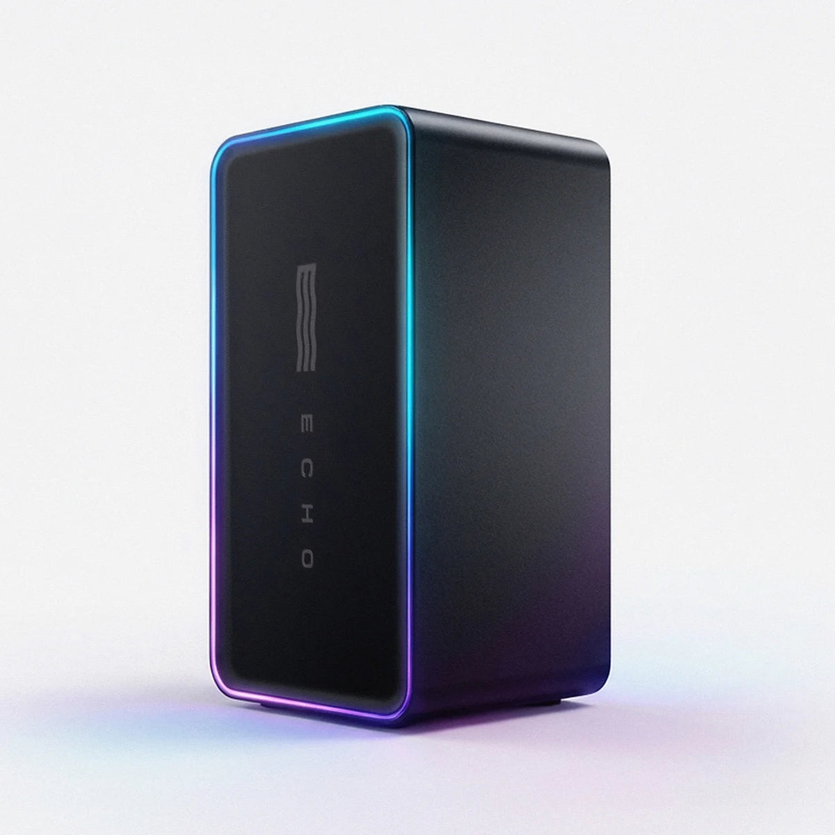 Modern hydrogen water machine with sleek black design and glowing LED edge lighting