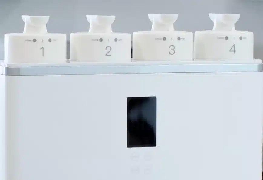 Four-stage reverse osmosis water filter system with numbered cartridges