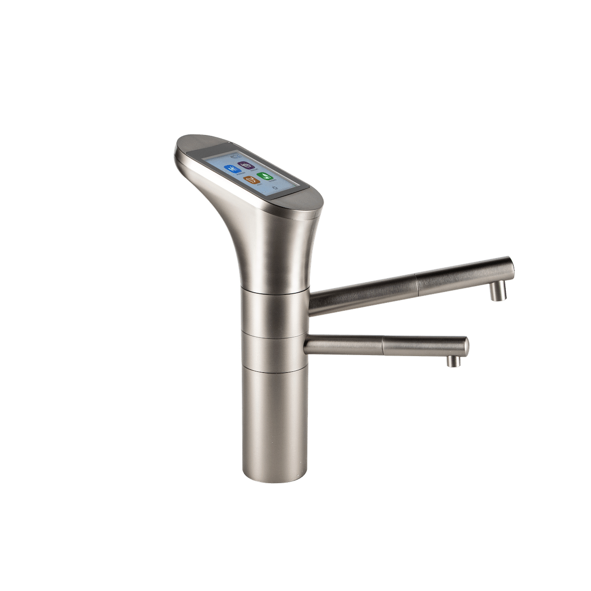 Modern digital kitchen faucet with touch screen and dual spouts for hydrogen water