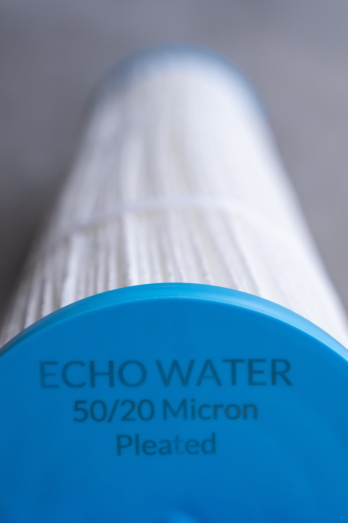 Pleated 50/20 micron water filter cartridge with blue cap for hydrogen water systems