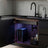 Under-sink hydrogen water generator with LED lights installed in a modern kitchen