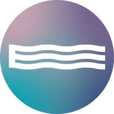 White water waves icon on a purple and teal gradient circle background
