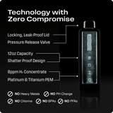 Hydrogen water bottle with leak-proof lid, shatterproof design, 12oz capacity, 8ppm H2 concentrate.