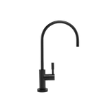 Matte black reverse osmosis faucet with curved spout and single lever handle