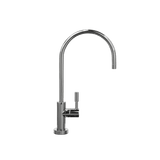 Modern stainless steel water filter faucet with curved spout and side lever