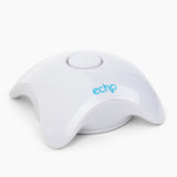 White hydrogen water generator device with button and blue echo logo on smooth surface